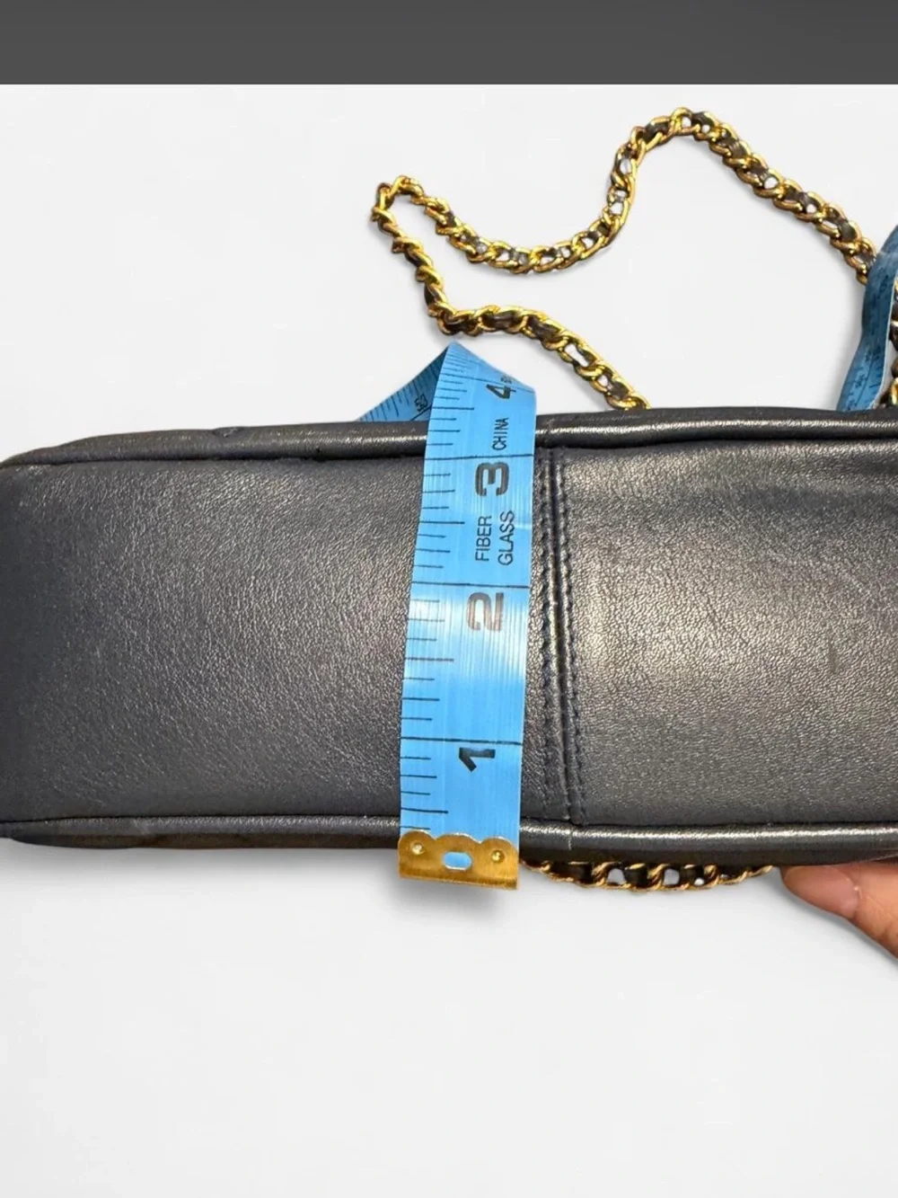 Quilted Leather Crossbody Bag with Gold Chain